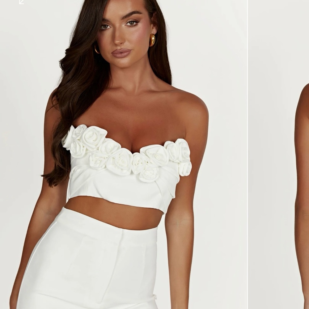 White cropped corset style top in white